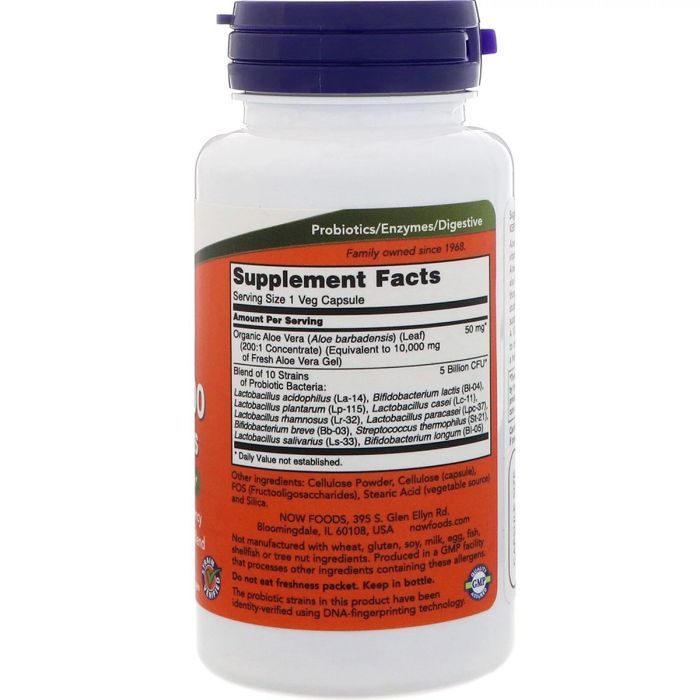Травы Now Foods Алоэ 10 000 & Пробиотики, 60 вегетарианских капсул (NOW-03029) изображение 2