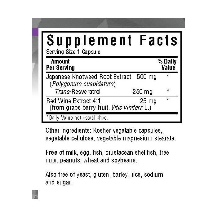 Антиоксидант Bluebonnet Nutrition Ресвератрол 250 мг, Beautiful Ally, Resveratrol 250 мg, 30 (BLB0876) изображение 2