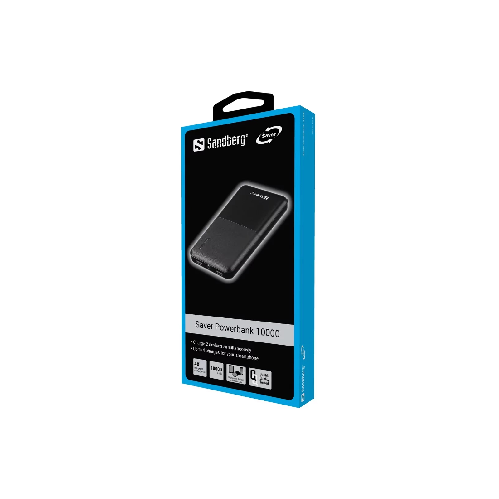 Батарея универсальная Sandberg 10000mAh, Saver, USB-C, Micro-USB, output: USB-A*2 Total 5V/2.4A (320-34) изображение 2