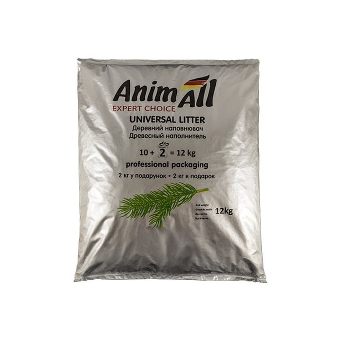 Наполнитель для туалета AnimAll Древесный впитывающий 10 кг+2 кг (111232)
