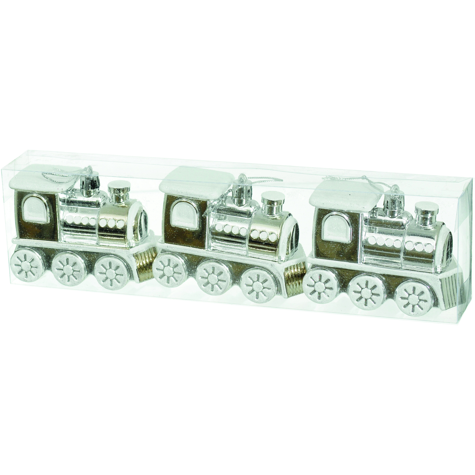 Елочная игрушка Jumi Поезд, 3 шт, пластик, серебряный (5900410792326)