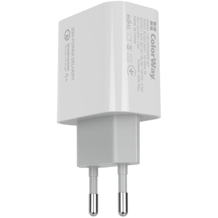 Зарядний пристрій ColorWay PD Port PPS USB Type-C (30W) white (CW-CHS038PD-WT) зображення 5