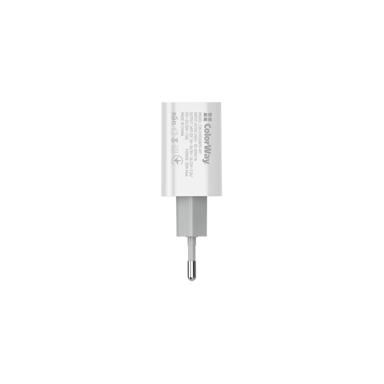 Зарядное устройство ColorWay PD Port PPS USB Type-C (30W) white (CW-CHS038PD-WT) изображение 7
