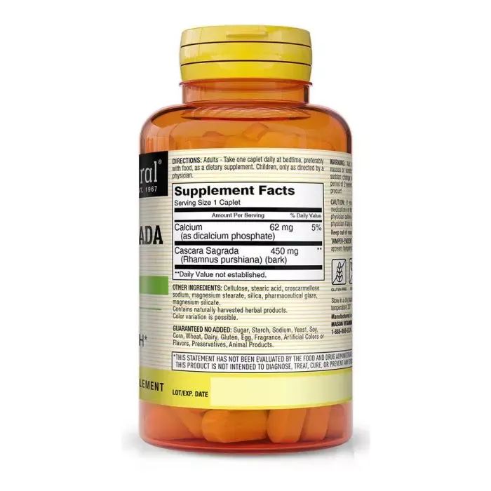 Трави Mason Natural Каскара Саграда, 450 мг, Cascara Sagrada, 100 каплет (MAV14041) зображення 2
