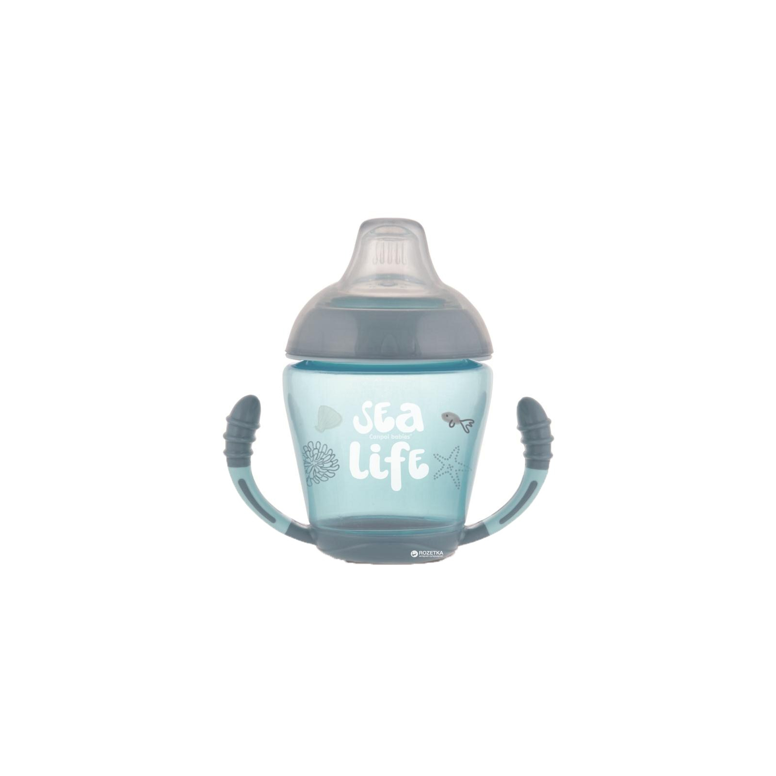 Поильник-непроливайка Canpol babies с мягким силиконовым носиком Sea Life серый 230 мл (56/501_grey)