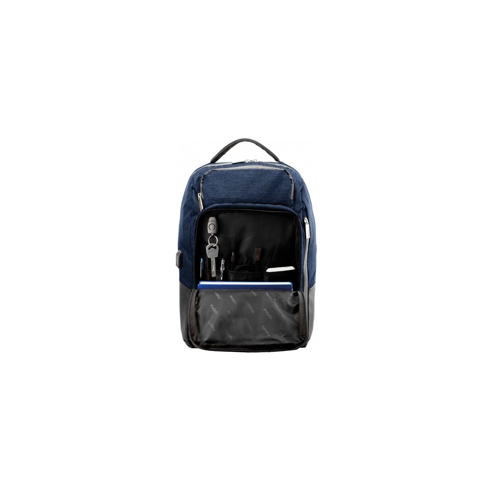 Рюкзак школьный Optima 18" USB Techno унисекс 0.7 кг 26-35 л Синий (O96913-02) изображение 2