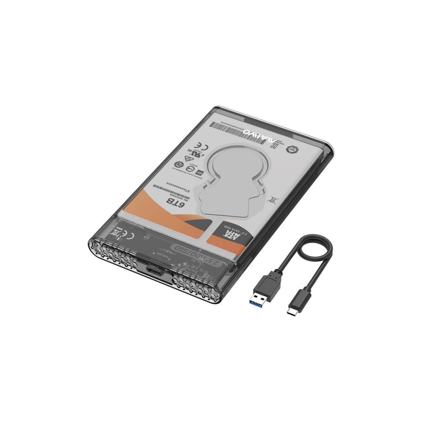 Кишеня зовнішня Maiwo 2.5" SATA/SSD HDD - USB3.1 Gen1 Type-C (K2510) зображення 2