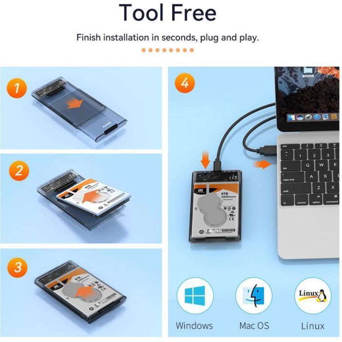 Карман внешний Maiwo 2.5" SATA/SSD HDD - USB3.1 Gen1 Type-C (K2510) изображение 7