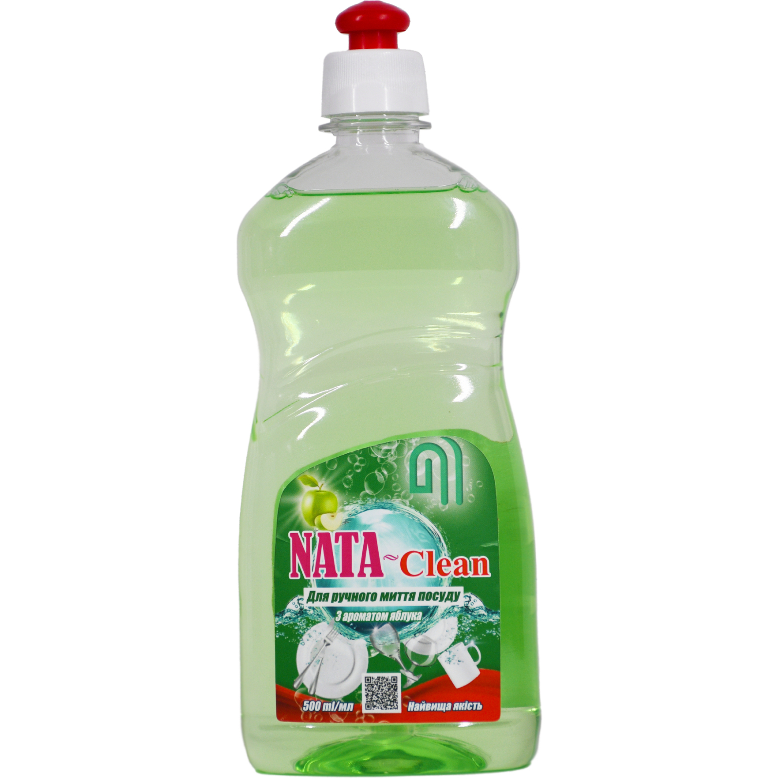 Засіб для ручного миття посуду Nata Group Nata-Clean З ароматом яблука пуш-ул 500 мл (4823112600724)