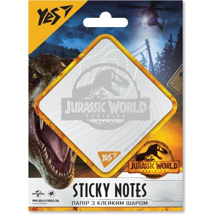 Бумага для заметок Yes с клейким слоем фигурная Jurassic World, 40 листов (170302)