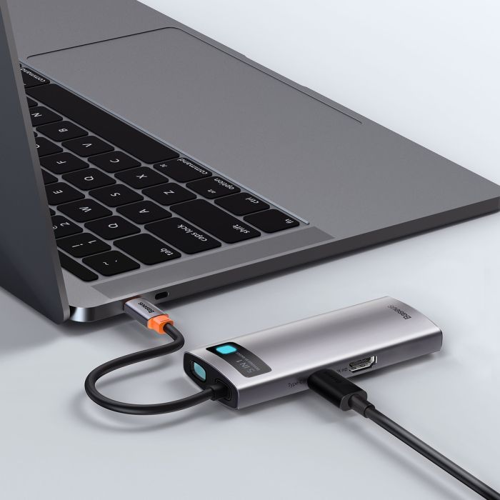 Концентратор Baseus USB3.1 Type-C to USB Type C PD 100W/HDMI 4K 60 Hz/3*USB 3.2 Gen1/ 5in1 (CAHUB-CX0G) зображення 11
