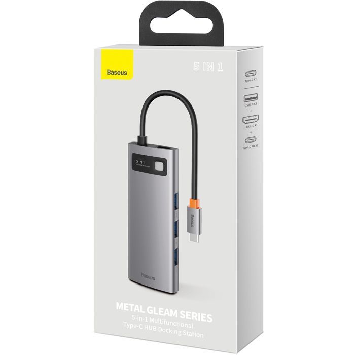 Концентратор Baseus USB3.1 Type-C to USB Type C PD 100W/HDMI 4K 60 Hz/3*USB 3.2 Gen1/ 5in1 (CAHUB-CX0G) зображення 7