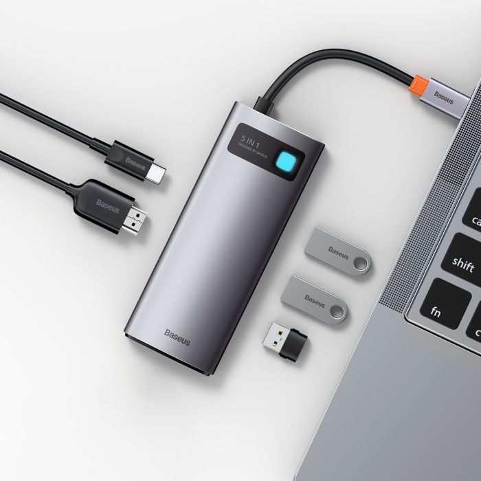 Концентратор Baseus USB3.1 Type-C to USB Type C PD 100W/HDMI 4K 60 Hz/3*USB 3.2 Gen1/ 5in1 (CAHUB-CX0G) зображення 9