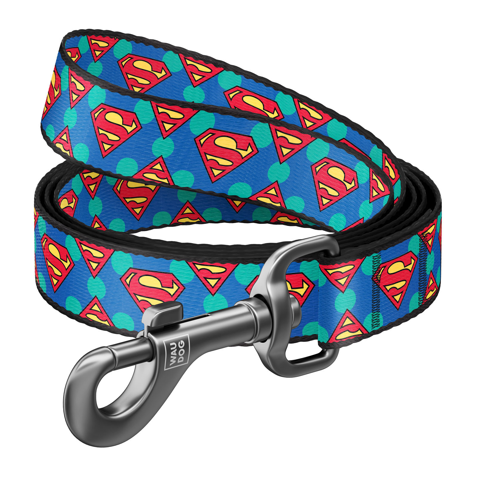 Повідок для собак WAUDOG Nylon "Супермен Лого" XS Ш 10 мм (0110-2006)