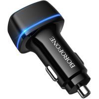 Зарядное устройство BOROFONE BZ14 Max dual port ambient light car charger USB-A Black (BZ14B)