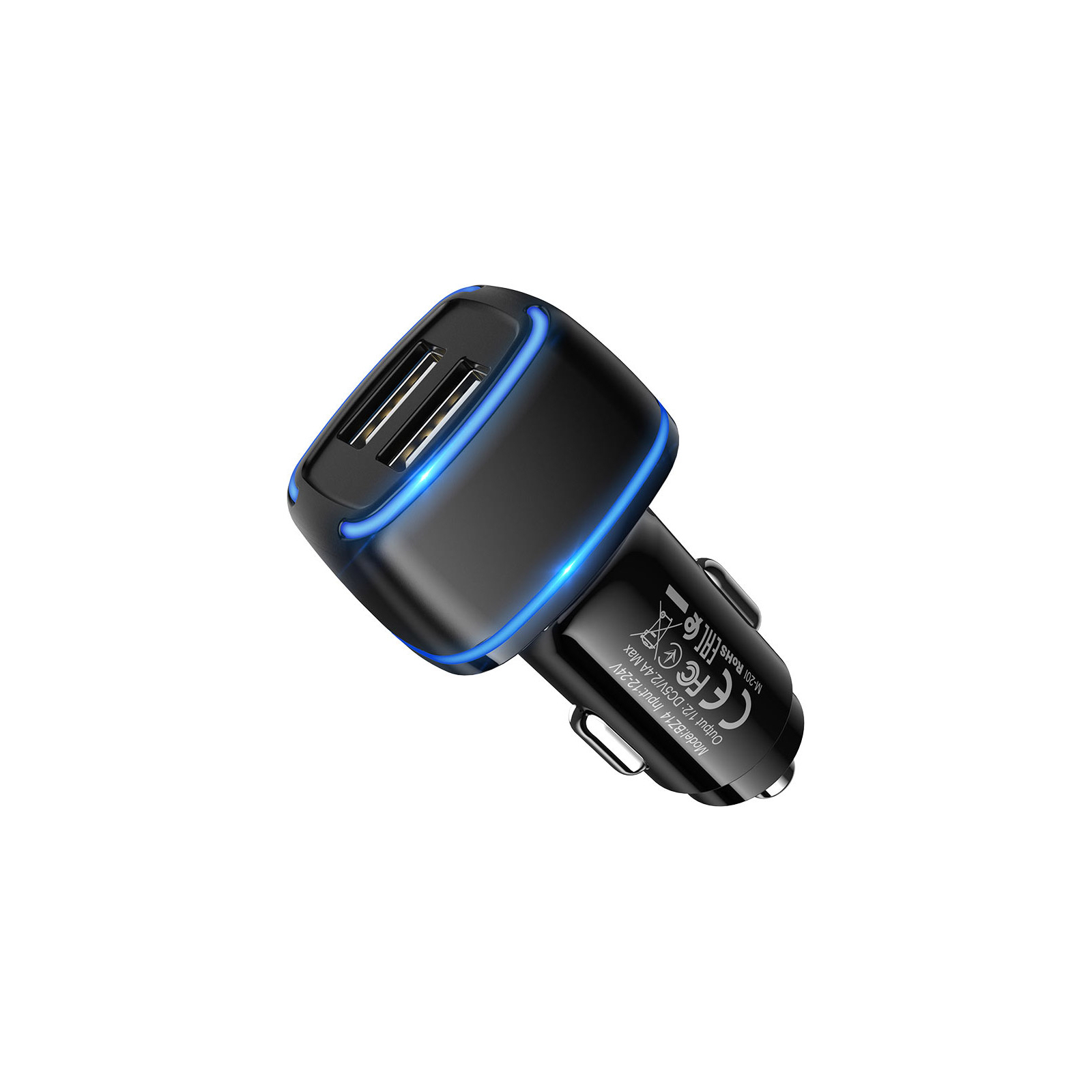 Зарядний пристрій BOROFONE BZ14 Max dual port ambient light car charger USB-A Black (BZ14B) зображення 3
