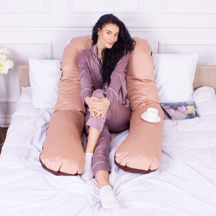 Подушка MirSon для беременных и отдыха Delicate Satin №8028 U-образная Cappuccino (2200006178668) изображение 7