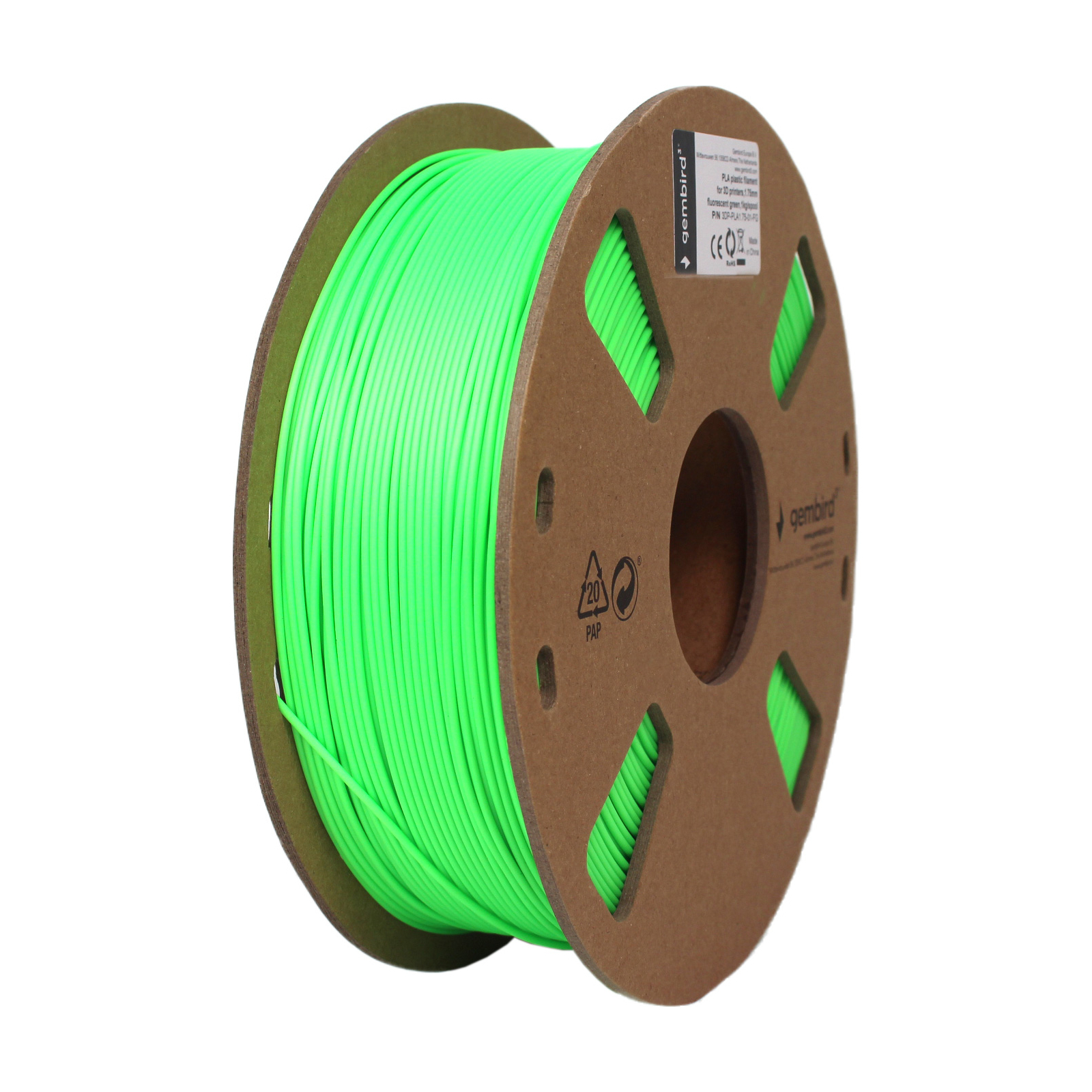 Пластик для 3D-принтера Gembird PLA, 1.75 мм, 1кг, green, flame-bright (3DP-PLA1.75-01-FG)