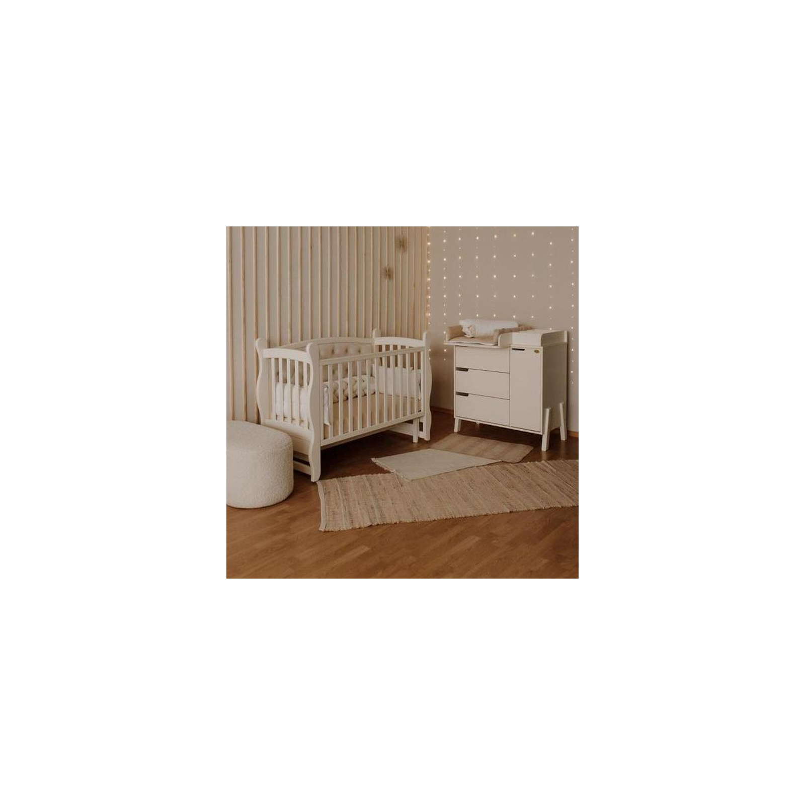 Кроватка Angelo Габриель, цвет белый с мокко (велюр) 120х60 (12007) изображение 2