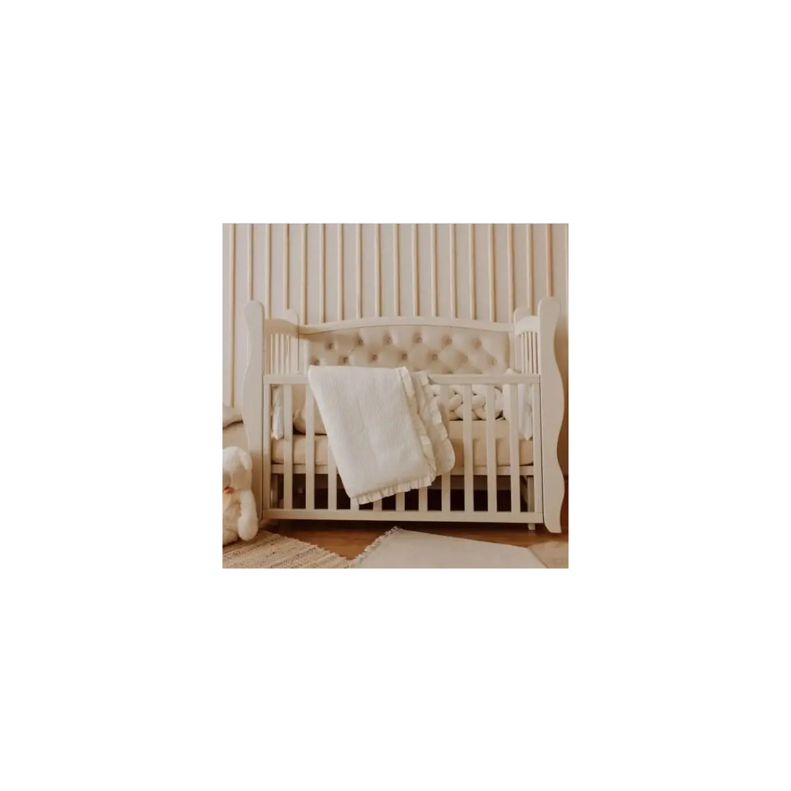 Кроватка Angelo Габриель, цвет белый с мокко (велюр) 120х60 (12007)