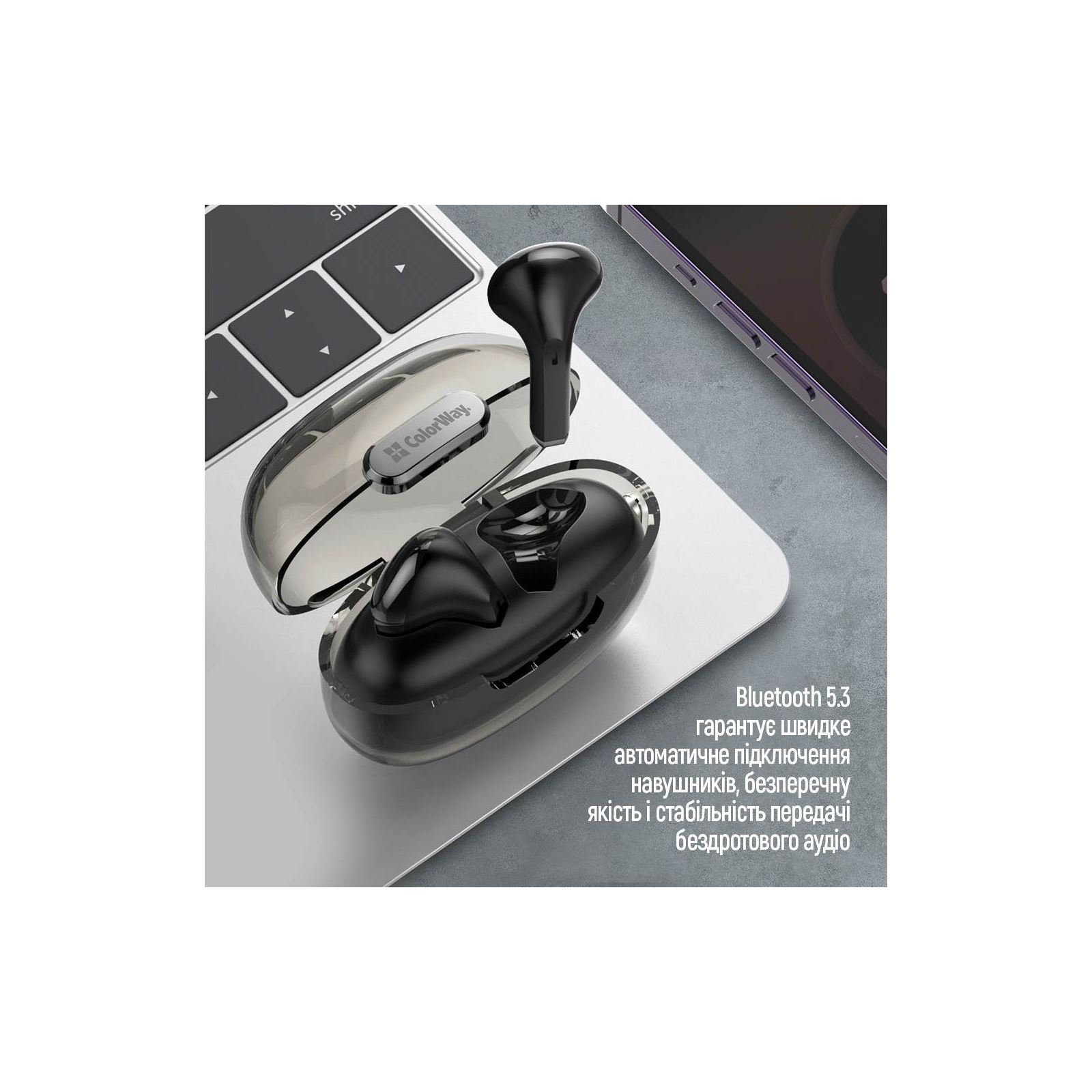 Навушники ColorWay Slim TWS-2 Earbuds Black (CW-TWS2BK) зображення 11