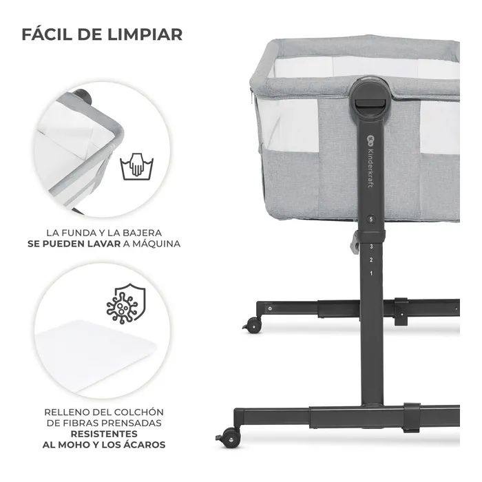 Ліжечко Kinderkraft Приставне ліжечко-люлька Neste Up 2 Light Grey (5902533924523) зображення 8