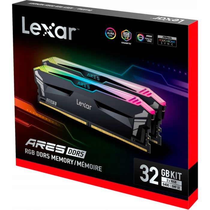Модуль памяти для компьютера DDR5 32GB (2x16GB) 6000 MHz Ares RGB Black Lexar (LD5BU016G-R6000GDLA) изображение 5