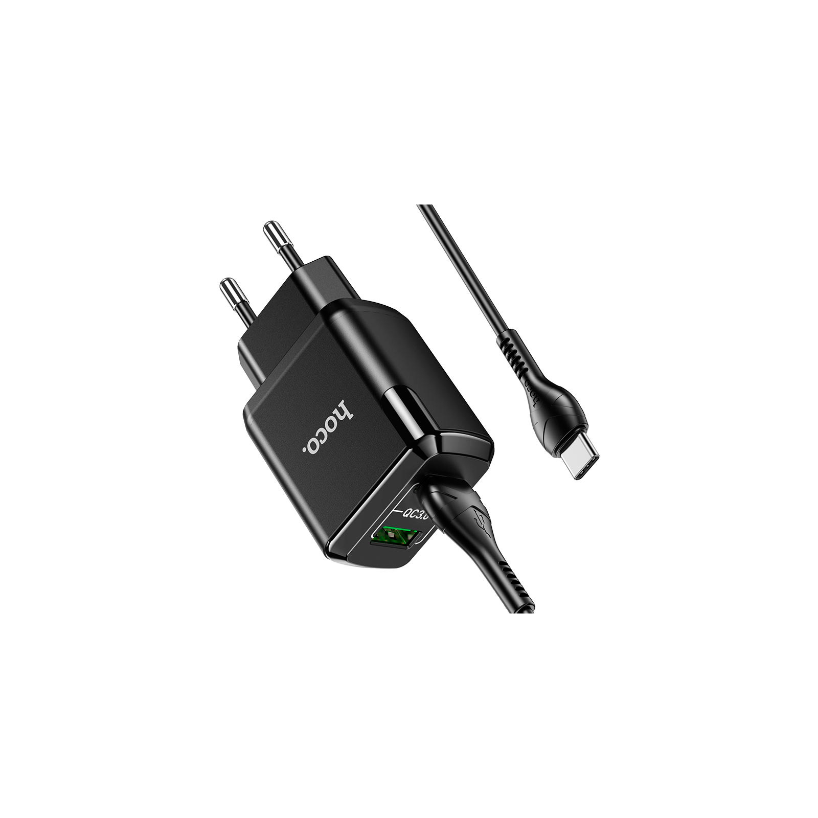 Зарядное устройство HOCO N6 Charmer dual port QC3.0 charger set(Type-C) Black (6931474738998) изображение 2