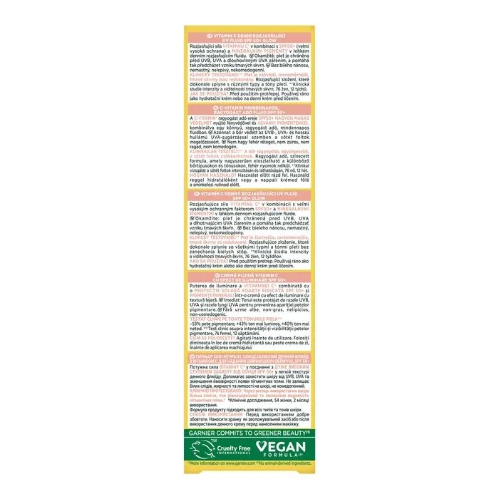 Средство от загара Garnier Skin Naturals Солнцезащитный дневной флюид с витамином С SPF50+ 40 мл (3600542573023) изображение 3