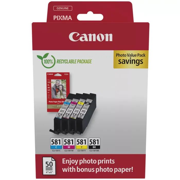 Картридж Canon CLI-581 VP BK,C,M,Y (2106C006) изображение 2