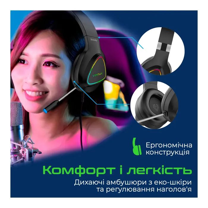 Наушники Vertux Trinity 7.1 Mini Jack 3.5мм Black (trinity.black) изображение 6