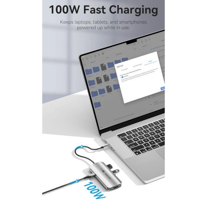Концентратор Vention USB 3.1 Type-C to HDMI 4K60Hz/USB 3.0x3/PD 100W 5-in-1 (TQDHB) зображення 6