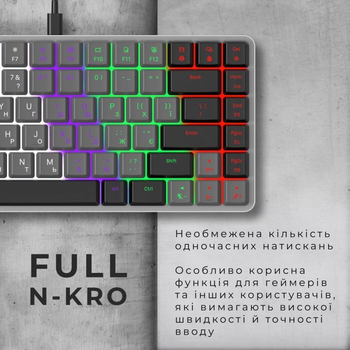 Клавіатура GamePro MK140R Red Swich Low Profile USB Dark Gray (MK140R) зображення 10