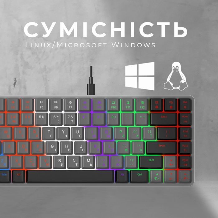 Клавіатура GamePro MK140R Red Swich Low Profile USB Dark Gray (MK140R) зображення 11