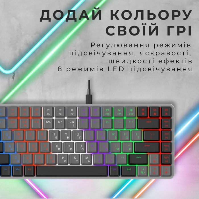 Клавіатура GamePro MK140R Red Swich Low Profile USB Dark Gray (MK140R) зображення 12