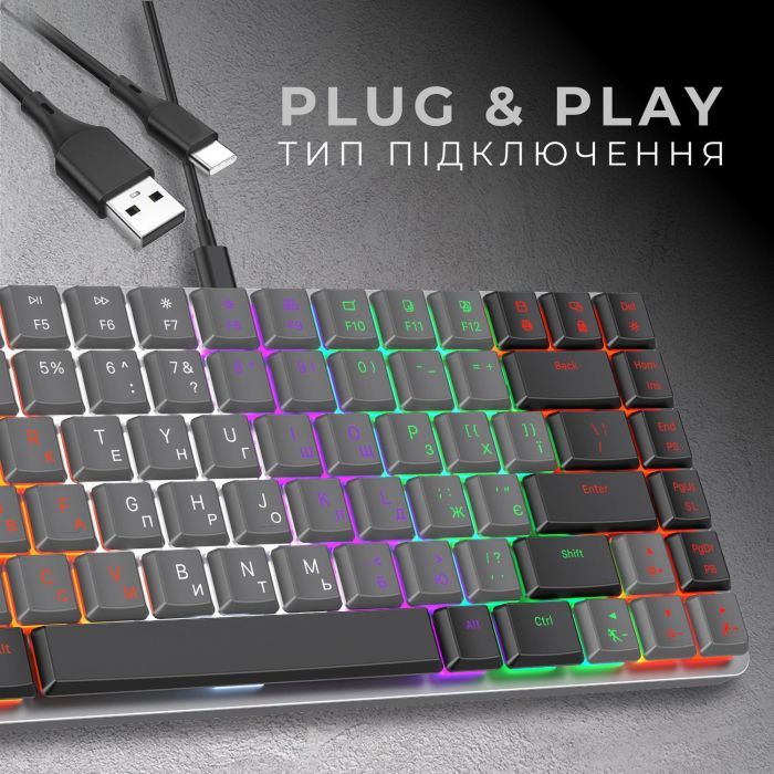 Клавіатура GamePro MK140R Red Swich Low Profile USB Dark Gray (MK140R) зображення 4