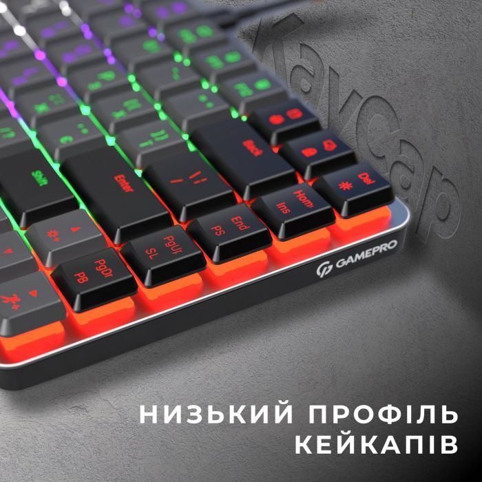 Клавіатура GamePro MK140R Red Swich Low Profile USB Dark Gray (MK140R) зображення 5