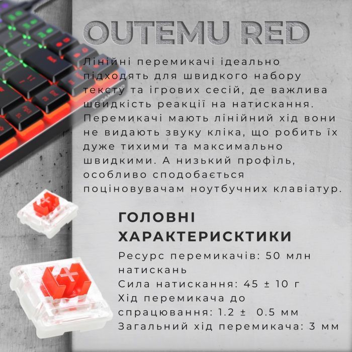 Клавіатура GamePro MK140R Red Swich Low Profile USB Dark Gray (MK140R) зображення 6