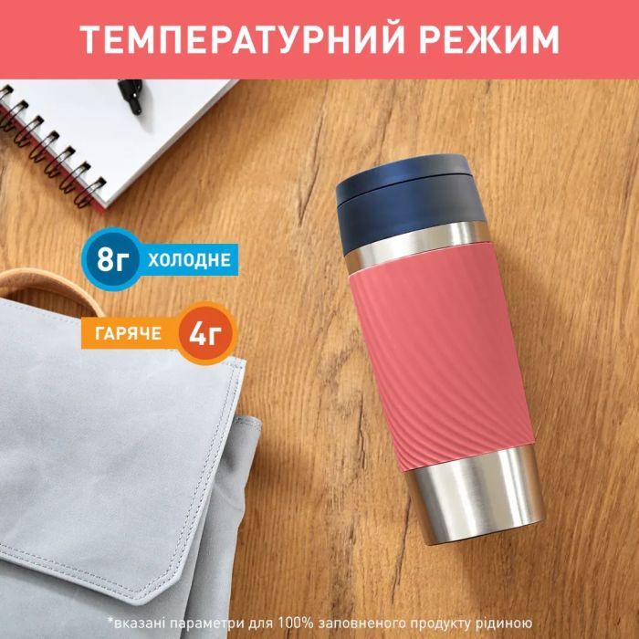 Термокружка Tefal Travel Mug Classic Twist, 360мл, нержавіюча сталь, зелений (N2024310) изображение 5