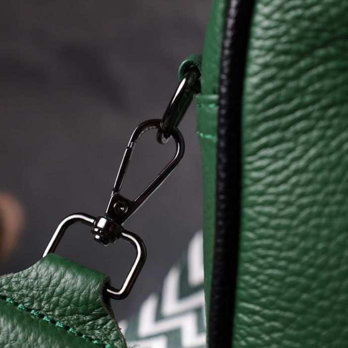 Сумка Vintage Кожаная с переплетами Зеленая (22410) изображение 11