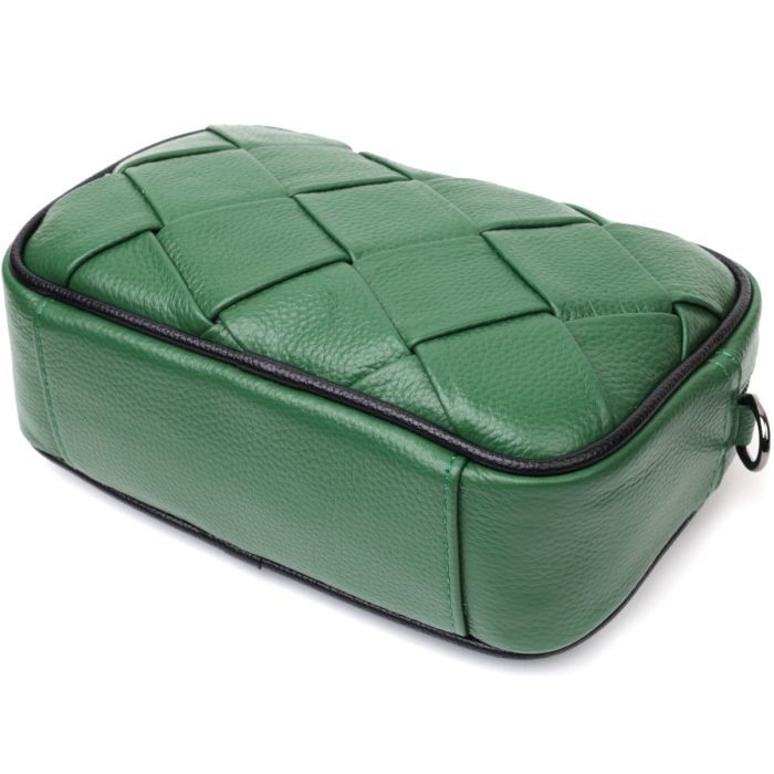 Сумка Vintage Кожаная с переплетами Зеленая (22410) изображение 5