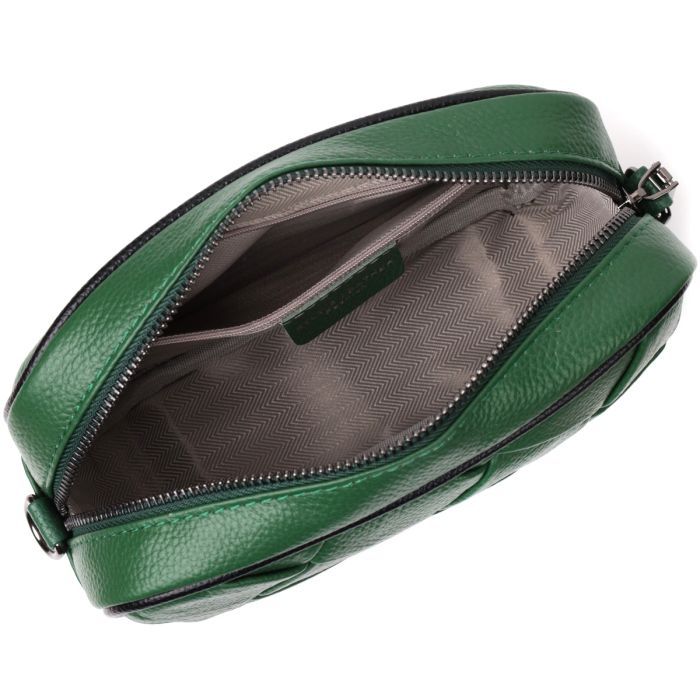 Сумка Vintage Кожаная с переплетами Зеленая (22410) изображение 6