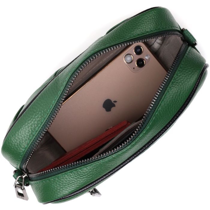 Сумка Vintage Кожаная с переплетами Зеленая (22410) изображение 7