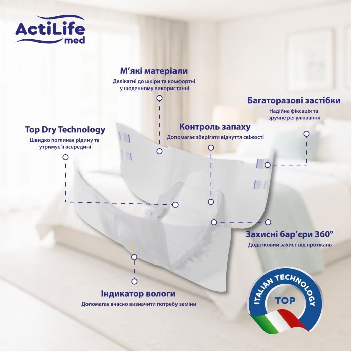 Підгузки для дорослих ActiLife Med Basic L, 30 шт (4820174981662) зображення 5