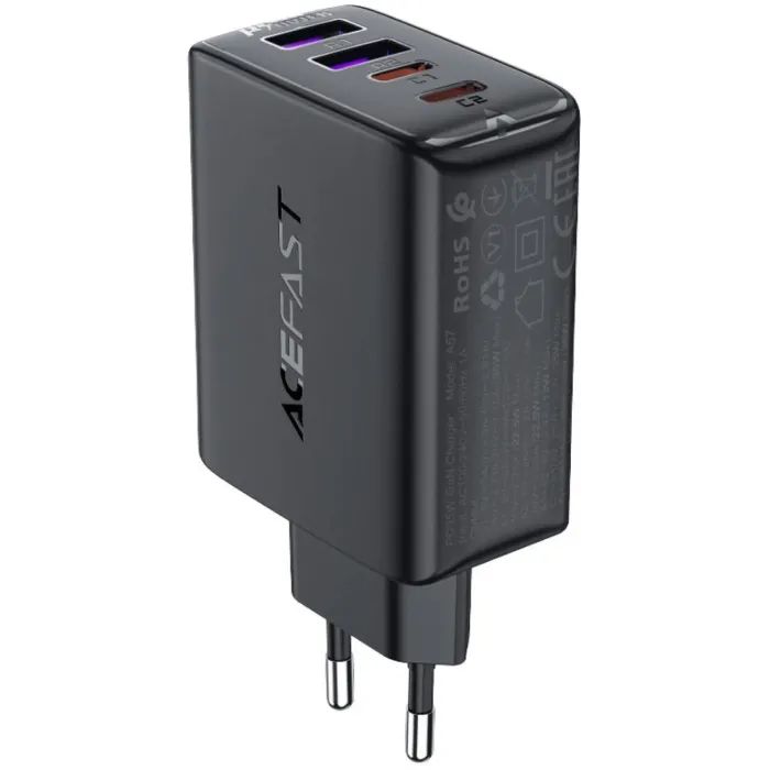 Зарядний пристрій Acefast 4xUSB 45W (2xUSB-C+2xUSB-A) Gan A61 Fast Charger Black (6974316282754) зображення 4