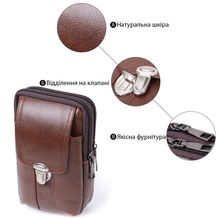 Сумка Vintage Из натуральной кожи Коричневая (22738) изображение 4