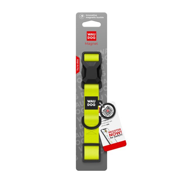 Ошейник для животных WAUDOG Magnet c QR паспортом, магнитная пряжка-фастекс XL тиффани (279727) изображение 4