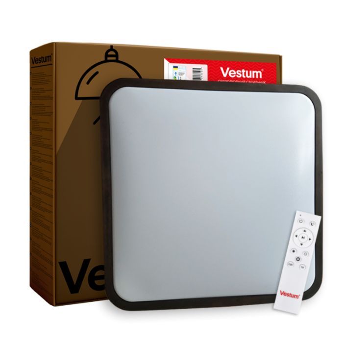 Светильник Vestum GLOW матовий 60W 391*391*65мм 3000К-6500К з ДК горіх (VS-91052)