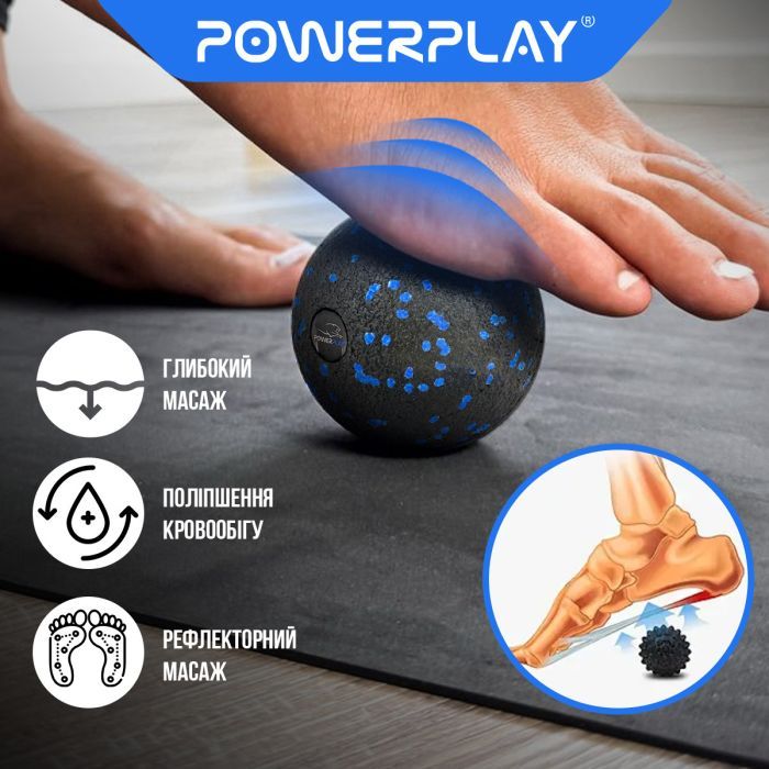 Массажный мяч PowerPlay PP-4351 Epp Massage Ball (d10) Чорно/Зелений (PP-4351_Green_d10) изображение 5