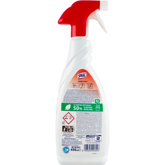 Спрей для чищення ванн Smac Sgrassatore Disinfettante Дезинфікуючий 650 мл (8003650026026) зображення 4